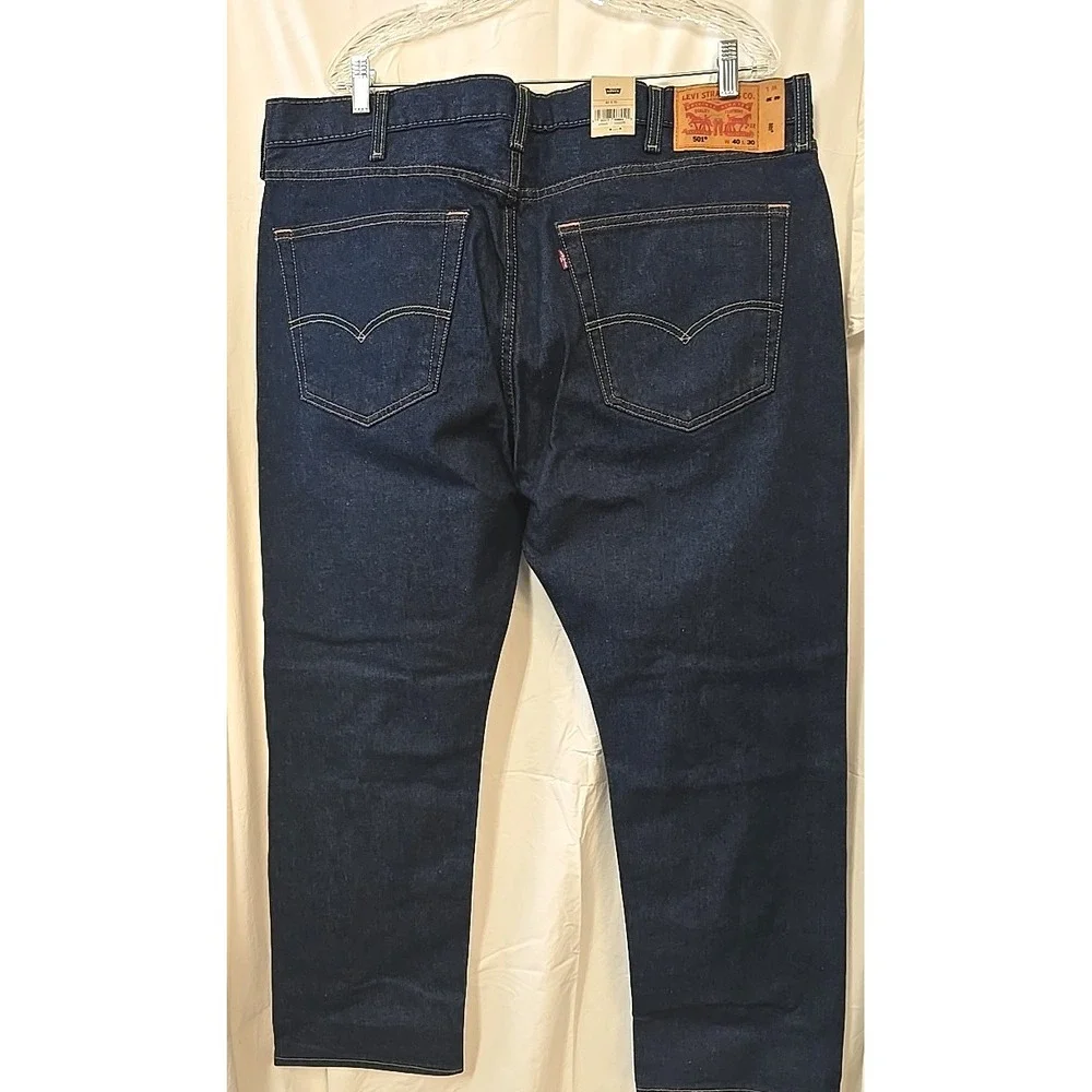 NEW Levi's Men's 501 Original Stretch Straight Leg sits at waist Jean Dark 40x30
